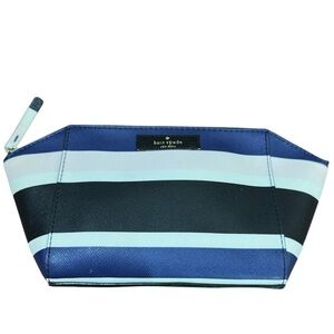 Kate Spade Blue and Black Striped Pouch